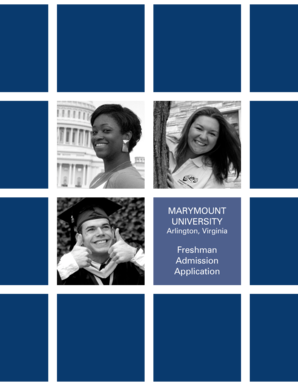 Marymount University Freshman Admission Application