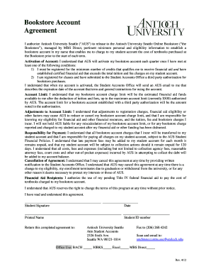 Antioch University Bookstore Account Agreement