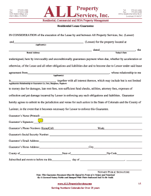 Residential Lease Guarantee