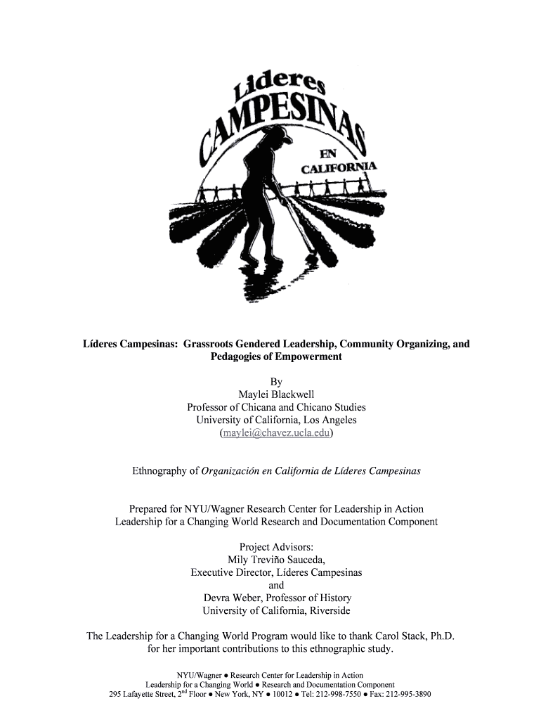 Fillable Online wagner nyu Grassroots Gendered Leadership Community