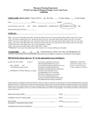 Pyxis User Sign-On Request Form