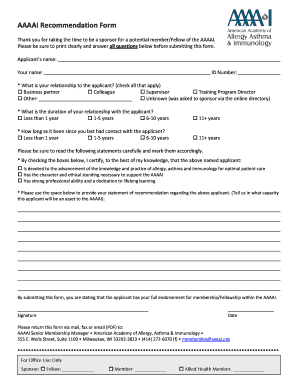 AAAAI Recommendation Form