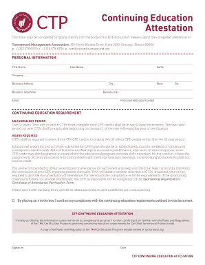 Continuing Education Attestation Form
