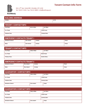 Tenant Contact Info Form