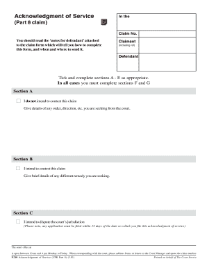 Acknowledgment of Service Form