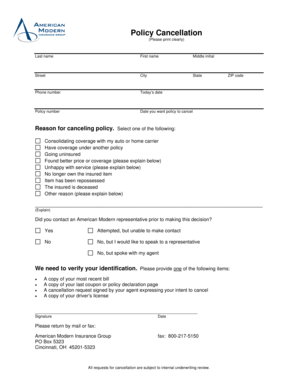 Policy Cancellation Form