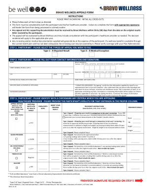 Bravo Wellness Appeal Form