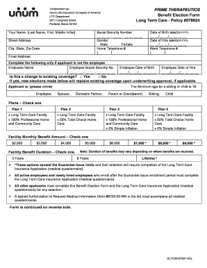 Long Term Care Benefit Election Form