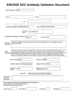 ARID3A Antibody Validation Form