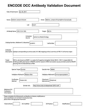 DCC Antibody Validation Form