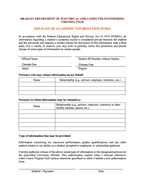 Virginia Tech Academic Information Release Form