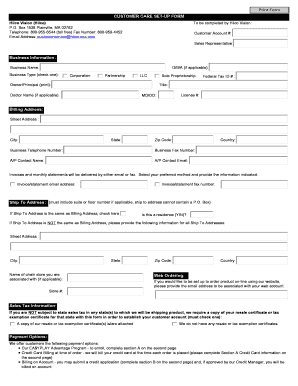 Hilco Vision Customer Care Set-Up Form