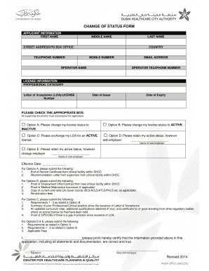 Change of Status Form