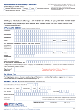 NSW Relationship Certificate Application
