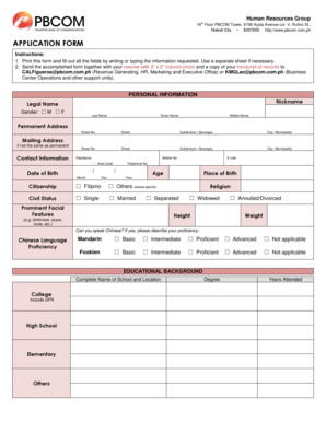 Philippine Bank of Communications Application Form