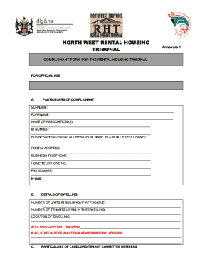 Rental Housing Tribunal Complaint Form