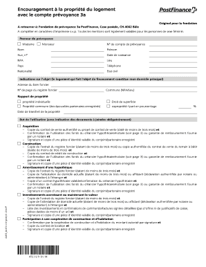 Formulaire d'encouragement à la propriété du logement avec le compte prévoyance 3a