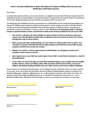 Parent Notification for Medicaid Billing Consent