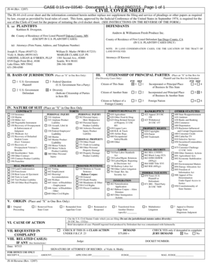 US Civil Cover Sheet