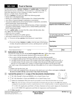 California Proof of Service Form SC-104