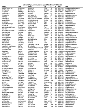 Performing Arts Bidders List