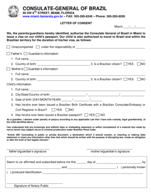 Brazil Visa Consent Letter