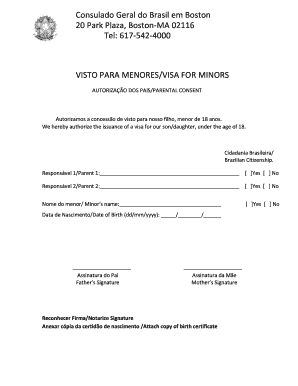 Visa for Minors Authorization Form
