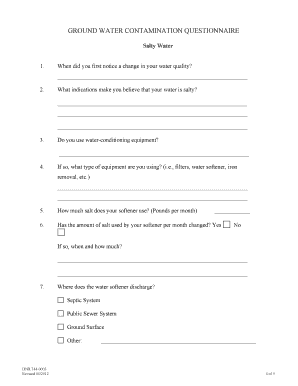 Ohio Ground Water Contamination Questionnaire