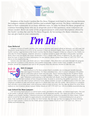 South Carolina Bar Pro Bono Program Sign-Up Form