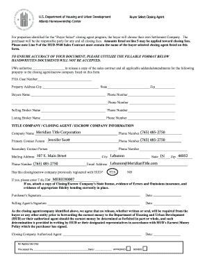 HUD Buyer Select Closing Agent Form