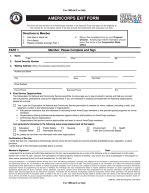 AmeriCorps Member Termination and Education Award Eligibility Form