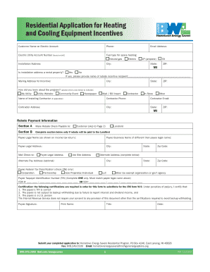 Residential HVAC Incentive Application