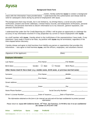 Background Check Authorization Form