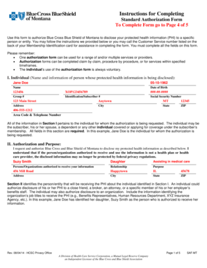Standard Authorization Form for PHI Disclosure