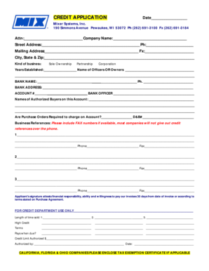 Credit Application Form