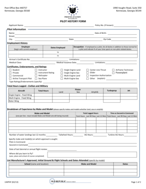 Pilot History Form