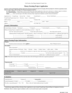 Girl Scouts Money-Earning Project Application