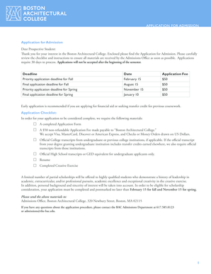 Application for Admission