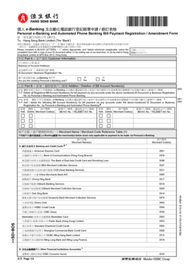 Hang Seng Bank e-Banking Bill Payment Registration Form