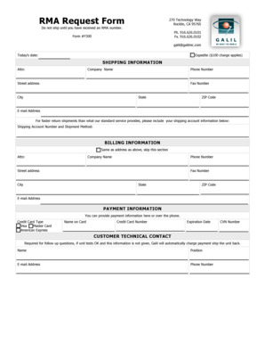 RMA Request Form