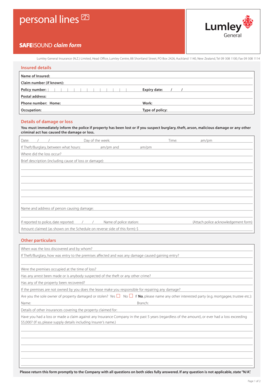 Lumley General Insurance Claim Form