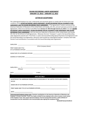 Sound Recording Labor Agreement