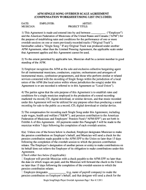 AFM Single Song Overdub Scale Agreement