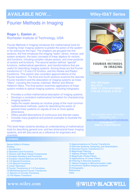 Fourier Methods in Imaging Book Order Form