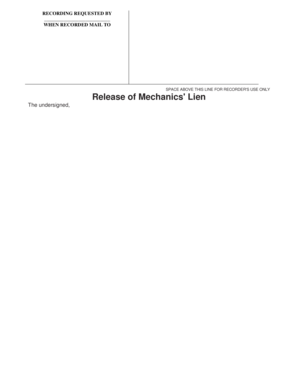 Release of Mechanics' Lien