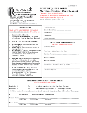 Marriage Contract Copy Request Form