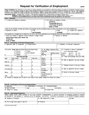 Request for Verification of Employment