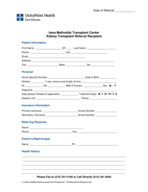 Kidney Transplant Referral Form