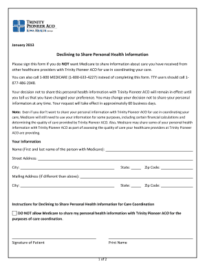 Medicare Health Information Sharing Opt-Out Form