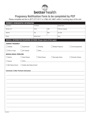 Pregnancy Notification Form